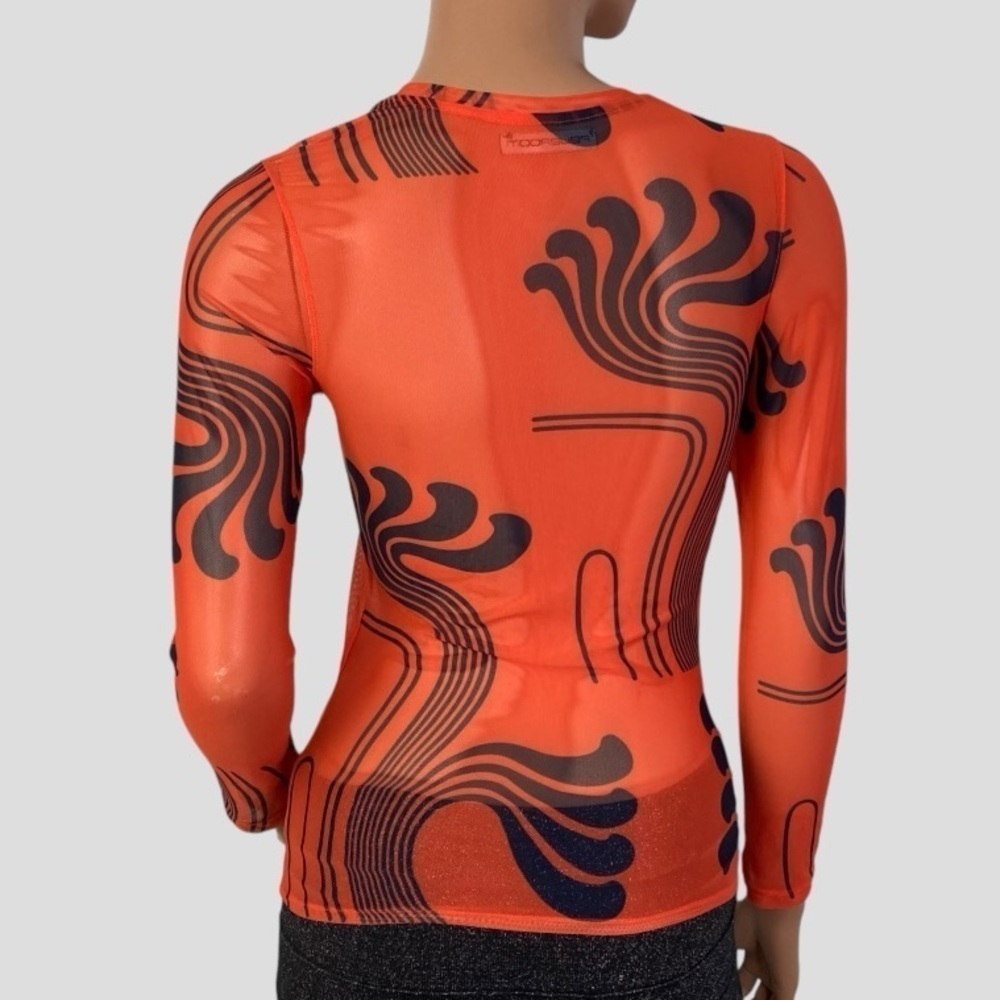 Fever Room Dragon Tail Tribal Sheer Mesh Indie Sleaze Top Tattoo Print Women’S - Picture 7 of 9